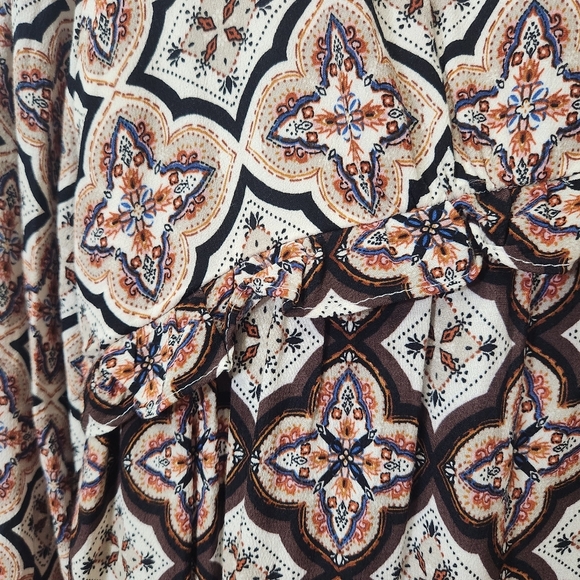 Anthropologie Tan Brown Boho V Neck Dress 100% VISCOSE - Picture 6 of 14